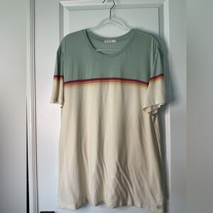 Marine Layer Engineered Stripe Signature Crew Tee Silt Green/Antique White XL